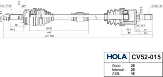 Hola CV52-015 - Pogonska osovina www.molydon.hr