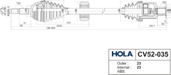 Hola CV52-035 - Pogonska osovina www.molydon.hr