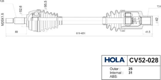 Hola CV52-028 - Pogonska osovina www.molydon.hr