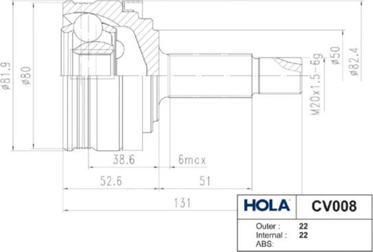 Hola CV008 - Kardan, Pogonska osovina www.molydon.hr