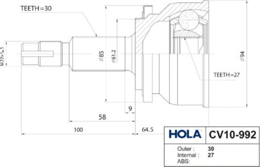 Hola CV10-992 - Kardan, Pogonska osovina www.molydon.hr