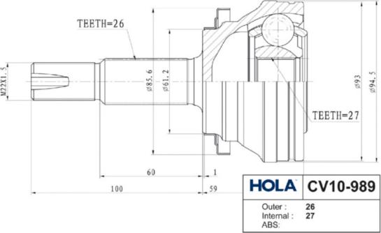 Hola CV10-989 - Kardan, Pogonska osovina www.molydon.hr