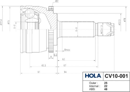 Hola CV10-001 - Kardan, Pogonska osovina www.molydon.hr