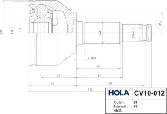 Hola CV10-012 - Kardan, Pogonska osovina www.molydon.hr