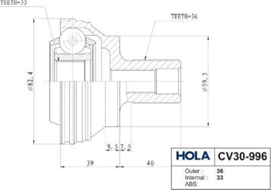 Hola CV30-996 - Kardan, Pogonska osovina www.molydon.hr