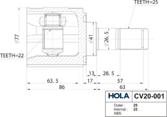 Hola CV20-001 - Kardan, Pogonska osovina www.molydon.hr