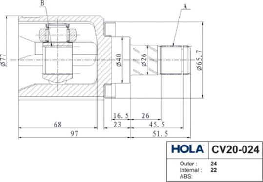 Hola CV20-024 - Kardan, Pogonska osovina www.molydon.hr