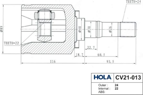 Hola CV21-013 - Kardan, Pogonska osovina www.molydon.hr