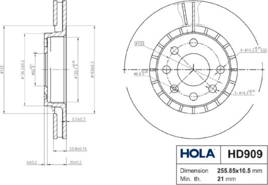 Hola HD909 - Kočioni disk www.molydon.hr