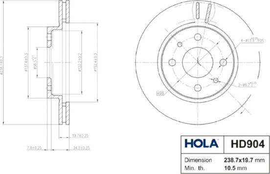 Hola HD904 - Kočioni disk www.molydon.hr