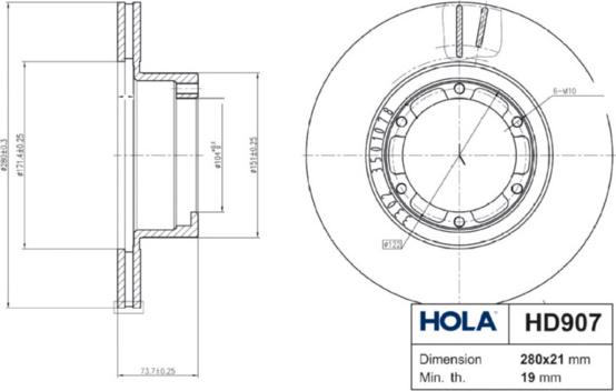 Hola HD907 - Kočioni disk www.molydon.hr