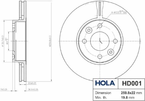 Hola HD001 - Kočioni disk www.molydon.hr