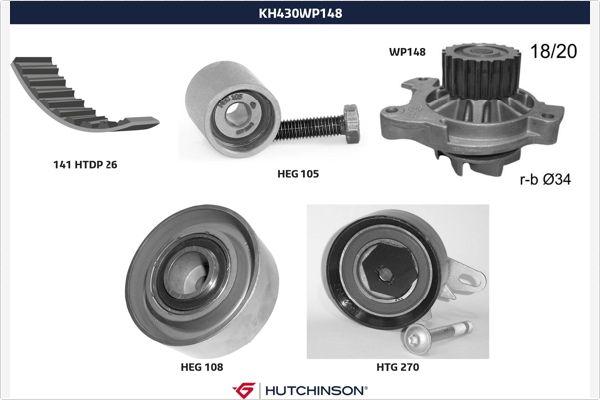 Hutchinson KH 430WP148 - Vodena pumpa sa kompletom zupčastog remena www.molydon.hr