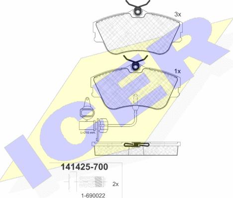 Icer 141425-700 - Komplet Pločica, disk-kočnica www.molydon.hr