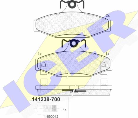 Icer 141238-700 - Komplet Pločica, disk-kočnica www.molydon.hr