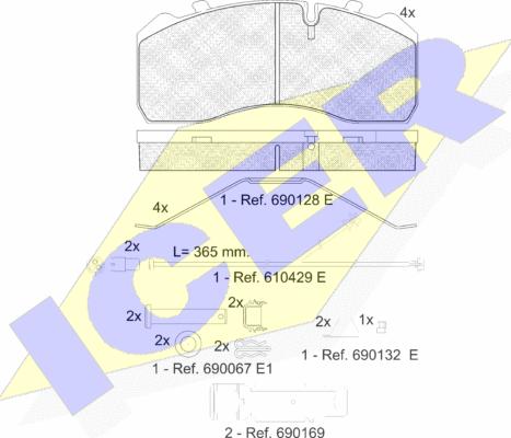 Icer 151254-225 - Komplet Pločica, disk-kočnica www.molydon.hr