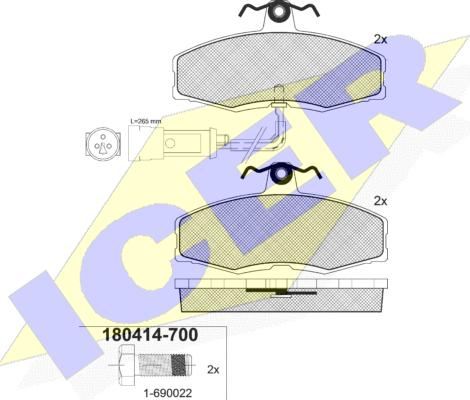 Icer 180414-700 - Komplet Pločica, disk-kočnica www.molydon.hr