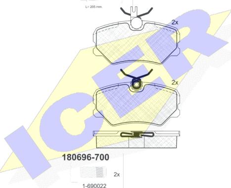 Icer 180696-700 - Komplet Pločica, disk-kočnica www.molydon.hr