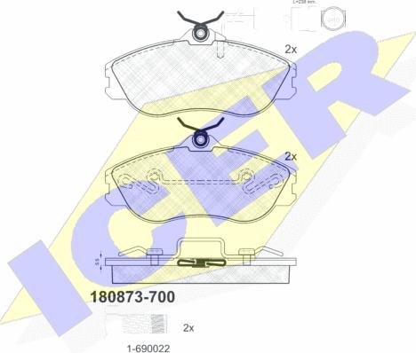 Icer 180873-700 - Komplet Pločica, disk-kočnica www.molydon.hr