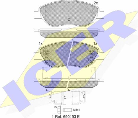 Icer 181445-208 - Komplet Pločica, disk-kočnica www.molydon.hr