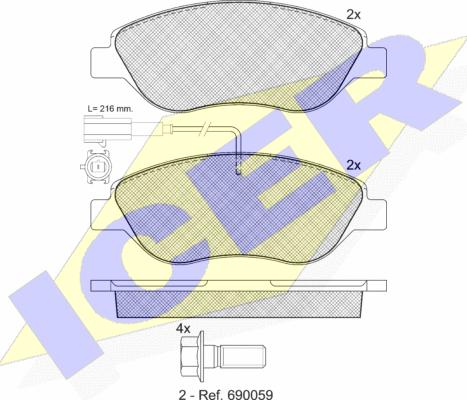 Icer 181445-203 - Komplet Pločica, disk-kočnica www.molydon.hr