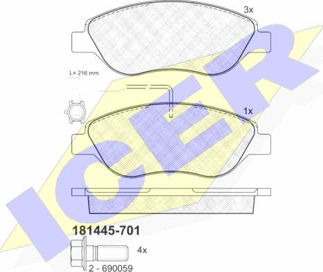 Icer 181445-701 - Komplet Pločica, disk-kočnica www.molydon.hr