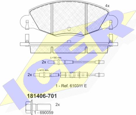 Icer 181406-701 - Komplet Pločica, disk-kočnica www.molydon.hr