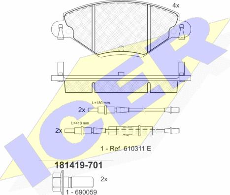 Icer 181419-701 - Komplet Pločica, disk-kočnica www.molydon.hr