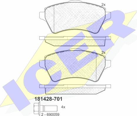 Icer 181428-701 - Komplet Pločica, disk-kočnica www.molydon.hr