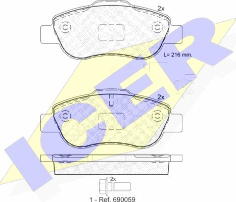 Icer 181843-203 - Komplet Pločica, disk-kočnica www.molydon.hr