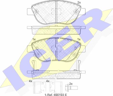 Icer 181809-203 - Komplet Pločica, disk-kočnica www.molydon.hr