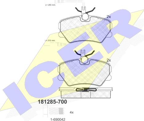 Icer 181285-700 - Komplet Pločica, disk-kočnica www.molydon.hr