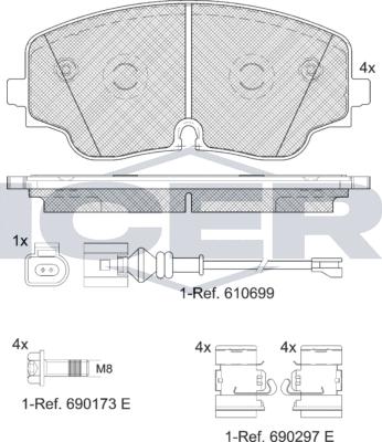 Icer 182423 - Komplet Pločica, disk-kočnica www.molydon.hr