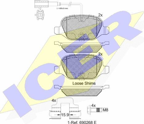 Icer 182037-203 - Komplet Pločica, disk-kočnica www.molydon.hr