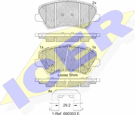 Icer 182029-203 - Komplet Pločica, disk-kočnica www.molydon.hr