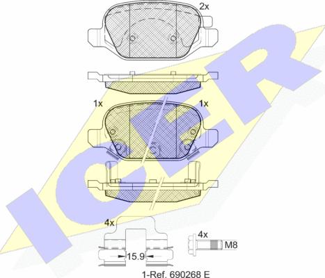 Icer 182128 - Komplet Pločica, disk-kočnica www.molydon.hr