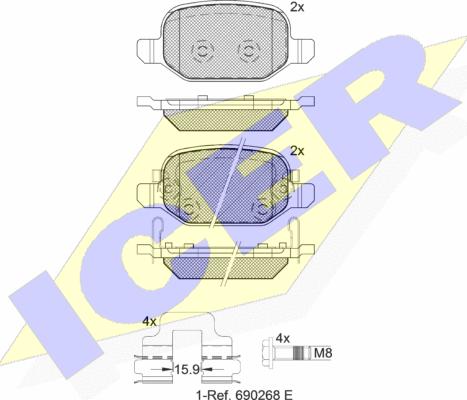 Icer 182127 - Komplet Pločica, disk-kočnica www.molydon.hr