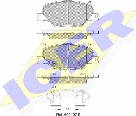 Icer 182332 - Komplet Pločica, disk-kočnica www.molydon.hr