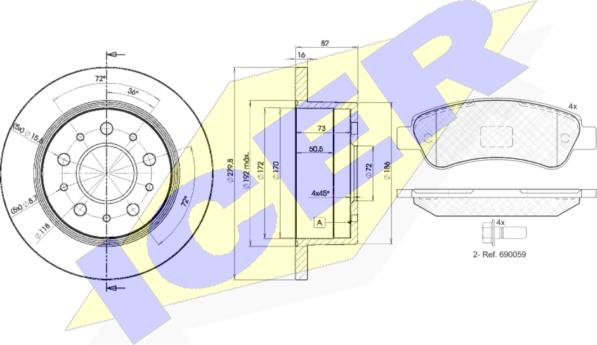 Icer 31804-3806 - Komplet kočnica, disk-kočnica www.molydon.hr