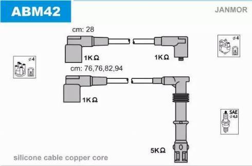 Janmor ABM42 - Set kablova za paljenje www.molydon.hr