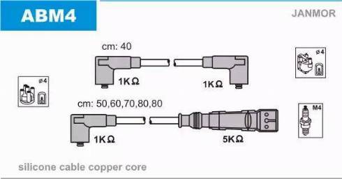 Janmor ABM4 - Set kablova za paljenje www.molydon.hr