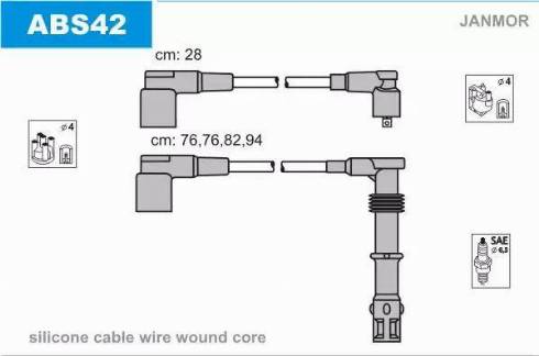 Janmor ABS42 - Set kablova za paljenje www.molydon.hr