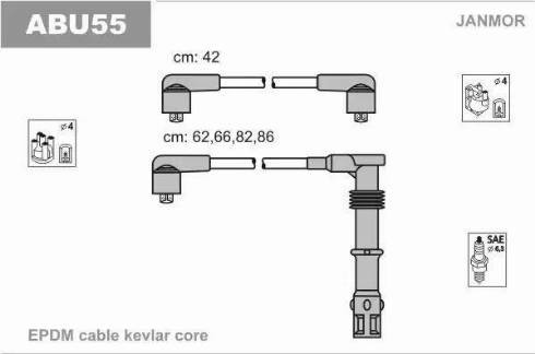 Janmor ABU55 - Set kablova za paljenje www.molydon.hr