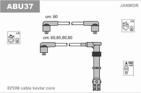 Janmor ABU37 - Set kablova za paljenje www.molydon.hr