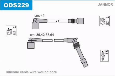 Janmor ODS229 - Set kablova za paljenje www.molydon.hr