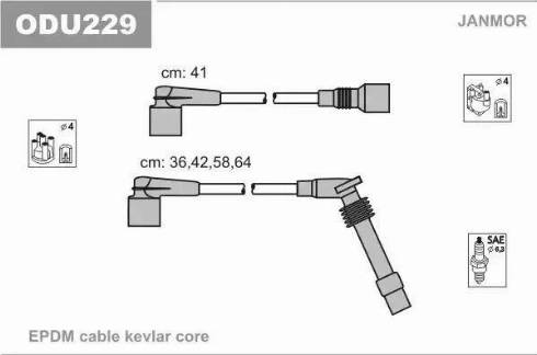 Janmor ODU229 - Set kablova za paljenje www.molydon.hr