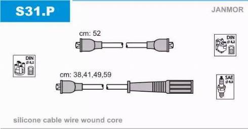 Janmor S31.P - Set kablova za paljenje www.molydon.hr