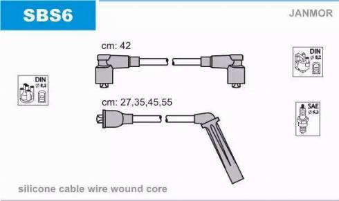 Janmor SBS6 - Set kablova za paljenje www.molydon.hr