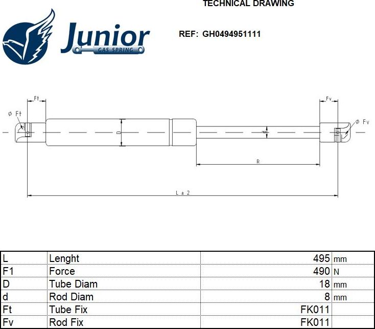 JUNIOR GH0494951111 - Plinski amortizer, prtljaznik/utovarni prostor www.molydon.hr