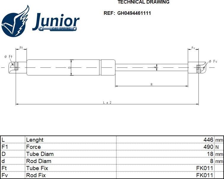 JUNIOR GH0494461111 - Plinski amortizer, prtljaznik/utovarni prostor www.molydon.hr